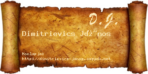 Dimitrievics János névjegykártya